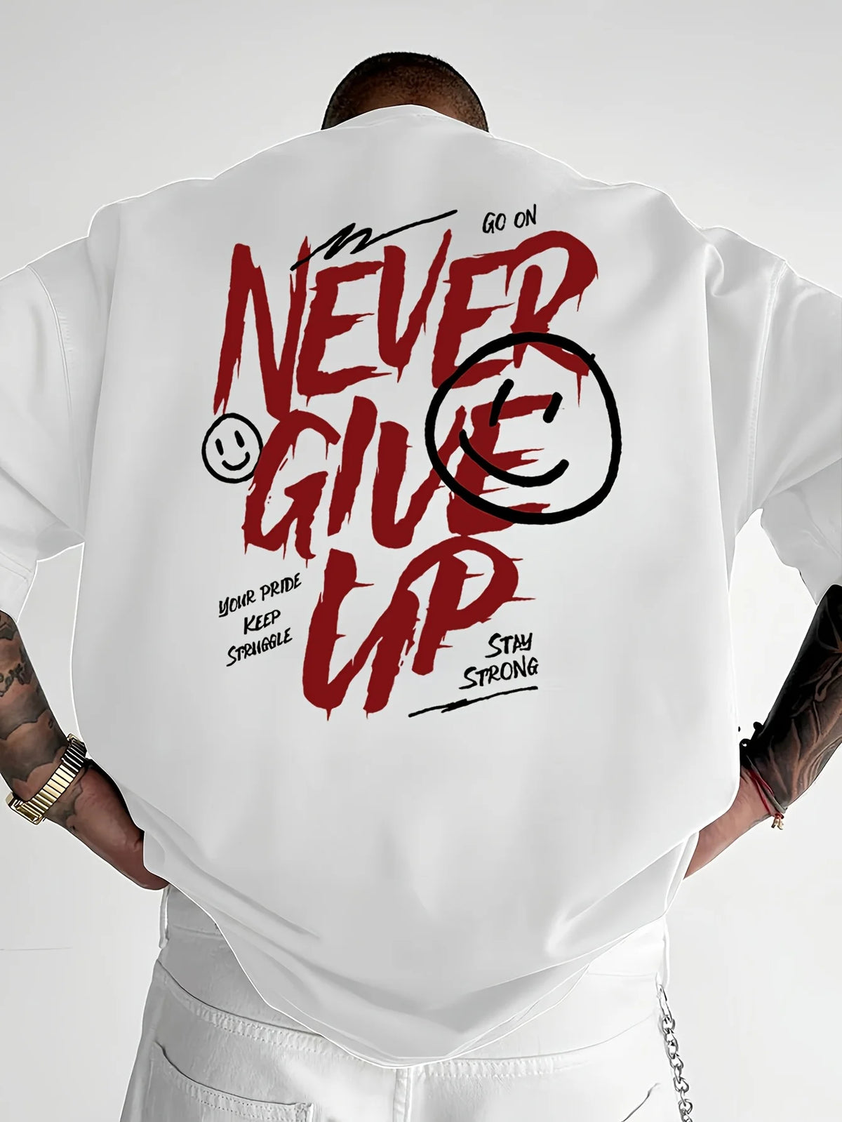 Never Give Up T-Shirt Unissexo | Streetwear NUVORA