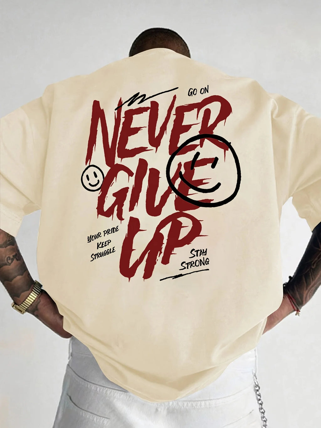 Never Give Up T-Shirt Unissexo | Streetwear NUVORA